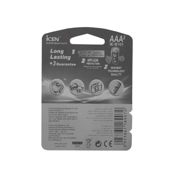 باتری نیم قلمی آی سن مدل ICEN AAA SUPER HEAVY IE-B101